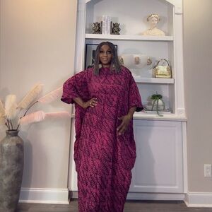 Long Sleeve Burgundy Floral Patchwork Maxi Dress